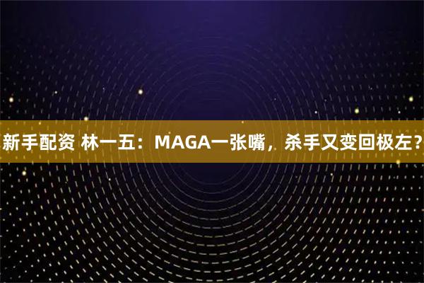 新手配资 林一五：MAGA一张嘴，杀手又变回极左？